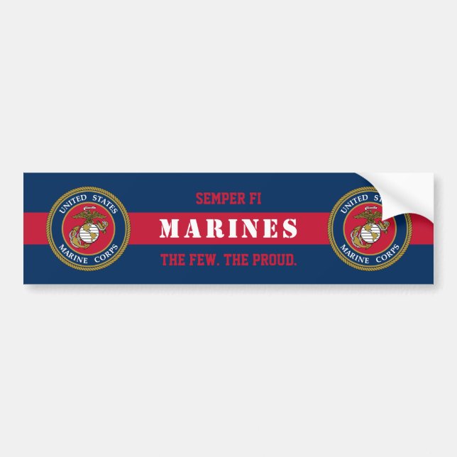 US Marine Corps - Blue Red Stripe Bumper Sticker (Front)
