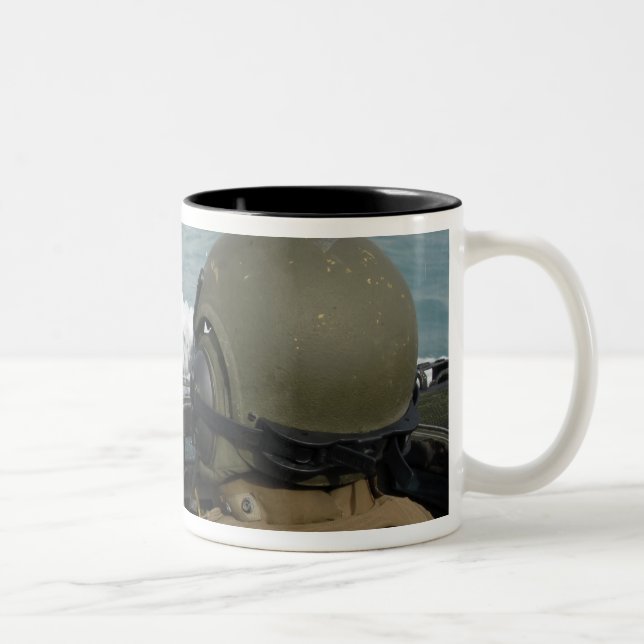 US Marine driving an amphibious assault vehicle Two-Tone Coffee Mug (Right)