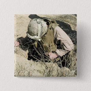 US Marine jumps down a hole 15 Cm Square Badge