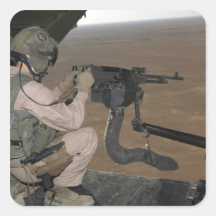 US Marine test firing an M240 heavy machine gun Square Sticker
