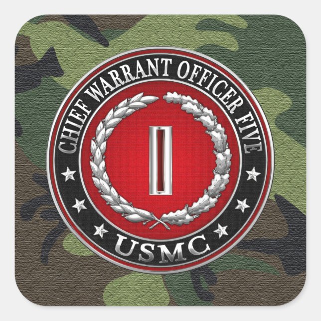 US Marines: Chief Warrant Five (USMC CWO-5) [3D] Square Sticker (Front)