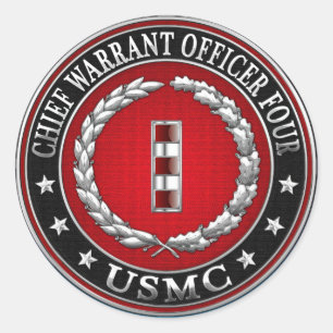 US Marines: Chief Warrant Four (USMC CWO-4) [3D] Classic Round Sticker