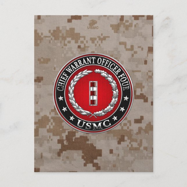 US Marines: Chief Warrant Four (USMC CWO-4) [3D] Postcard (Front)