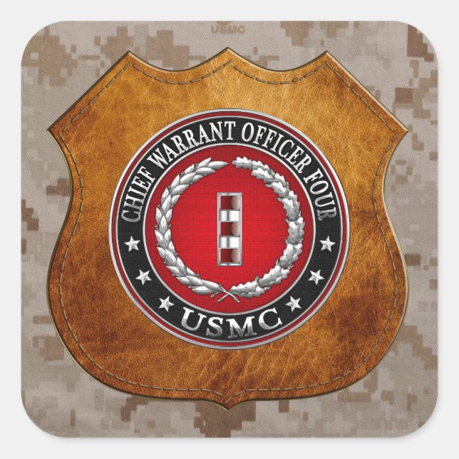 US Marines: Chief Warrant Four (USMC CWO-4) [3D] Square Sticker (Front)