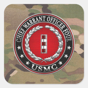 US Marines: Chief Warrant Four (USMC CWO-4) [3D] Square Sticker