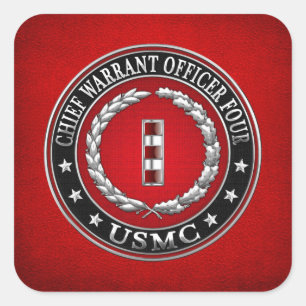 US Marines: Chief Warrant Four (USMC CWO-4) [3D] Square Sticker