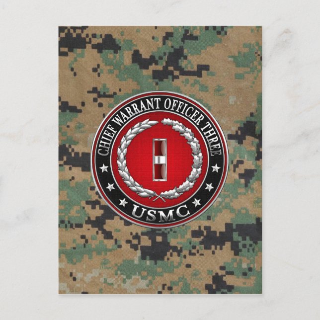 US Marines: Chief Warrant Three (USMC CWO-3) [3D] Postcard (Front)