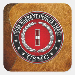 US Marines: Chief Warrant Three (USMC CWO-3) [3D] Square Sticker