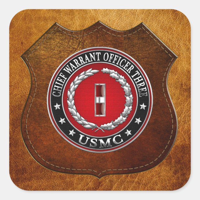 US Marines: Chief Warrant Three (USMC CWO-3) [3D] Square Sticker (Front)