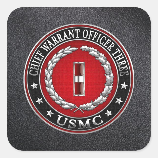 US Marines: Chief Warrant Three (USMC CWO-3) [3D] Square Sticker (Front)