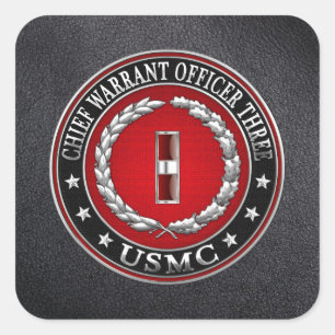 US Marines: Chief Warrant Three (USMC CWO-3) [3D] Square Sticker