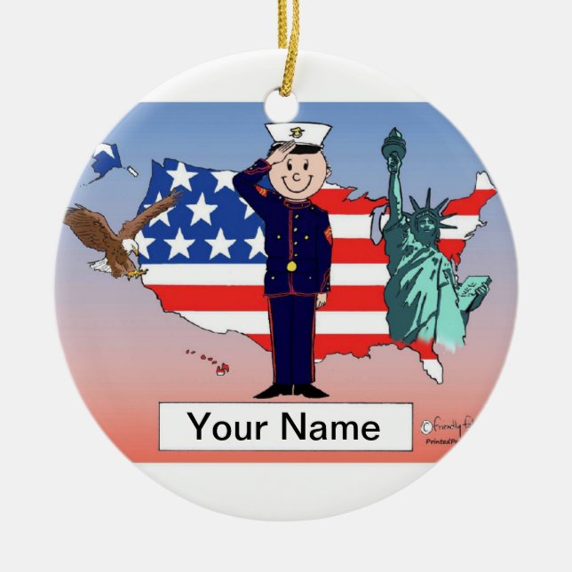 US Marines - Male Ceramic Tree Decoration (Front)