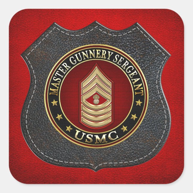 US Marines: Master Gunnery Sergeant (USMC MGySgt) Square Sticker (Front)