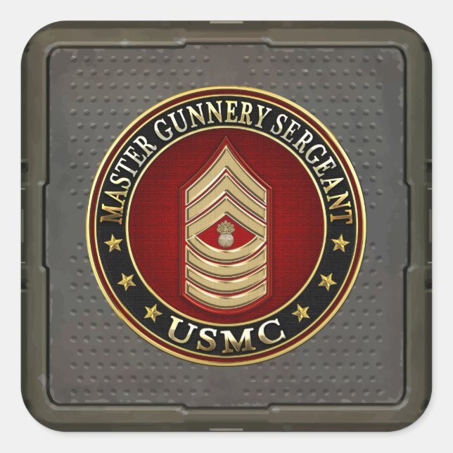 US Marines: Master Gunnery Sergeant (USMC MGySgt) Square Sticker (Front)