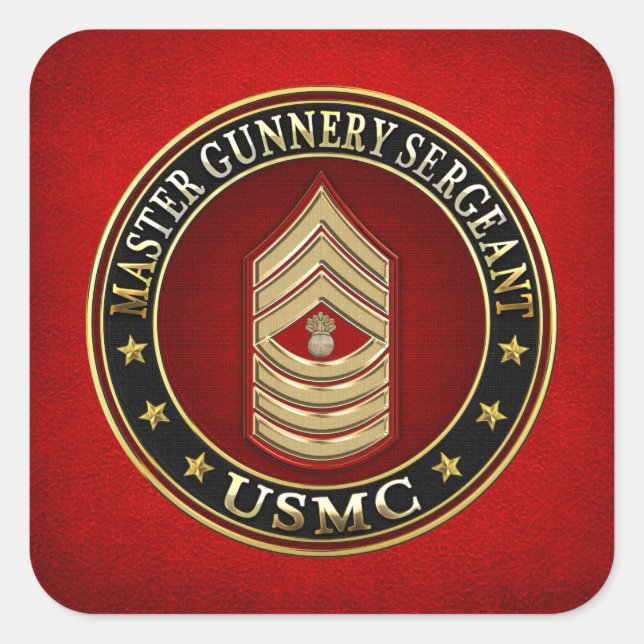 US Marines: Master Gunnery Sergeant (USMC MGySgt) Square Sticker (Front)