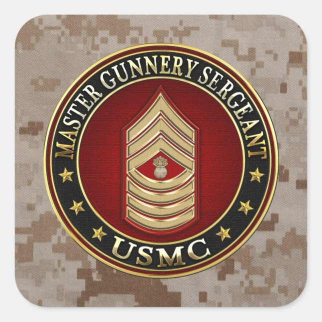 US Marines: Master Gunnery Sergeant (USMC MGySgt) Square Sticker (Front)