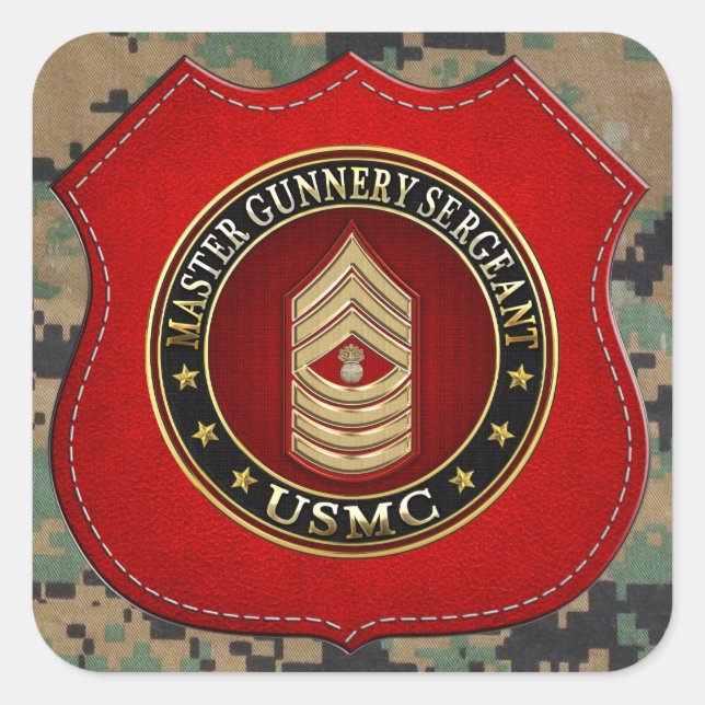 US Marines: Master Gunnery Sergeant (USMC MGySgt) Square Sticker (Front)