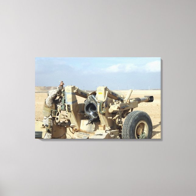 US Marines prepare to fire a howitzer 2 Canvas Print (Front)