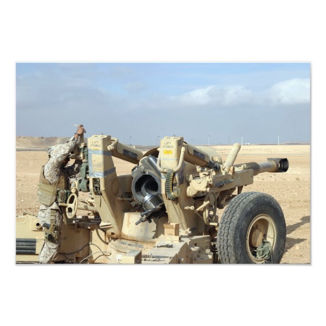 US Marines prepare to fire a howitzer 2 Photo Print (Front)