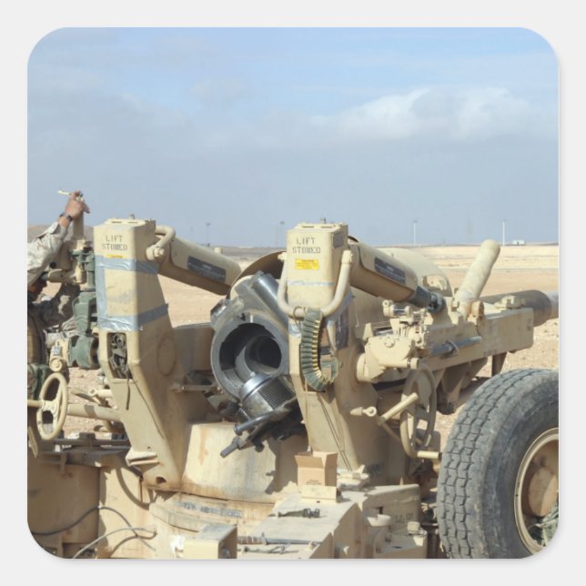 US Marines prepare to fire a howitzer 2 Square Sticker (Front)