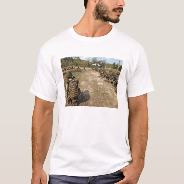 US Marines provide security as a UH-1N T-Shirt (Front)