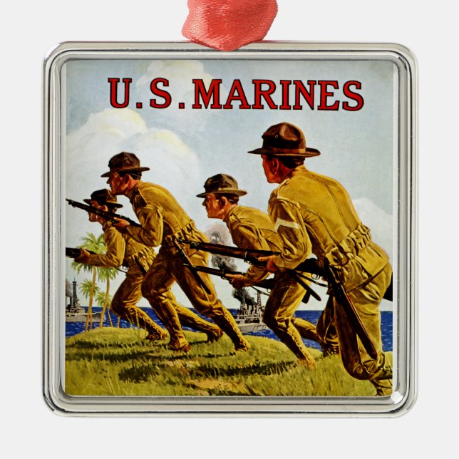 US Marines ~ Soldiers of the Sea Metal Tree Decoration (Front)