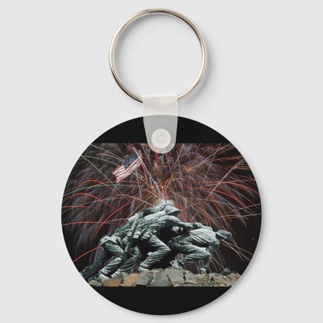 US Marines War Memorial Iwo Jima Fireworks Key Ring (Front)