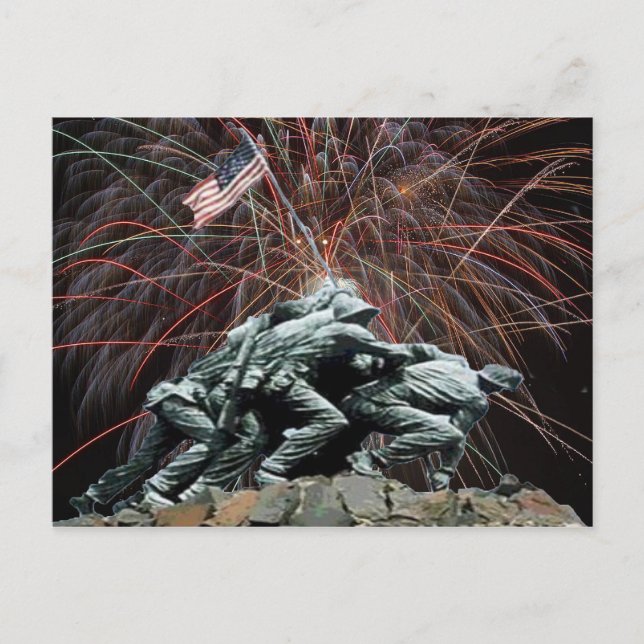 US Marines War Memorial Iwo Jima Fireworks Postcard (Front)
