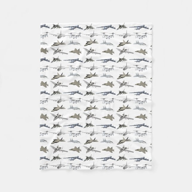 US Military Airplanes Fleece Blanket (Front)