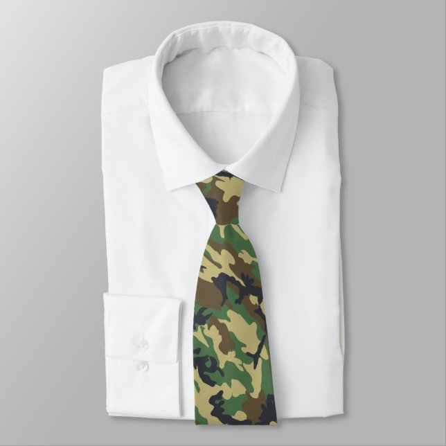 US Military Camouflage Green Camo Pattern Tie (Tied)