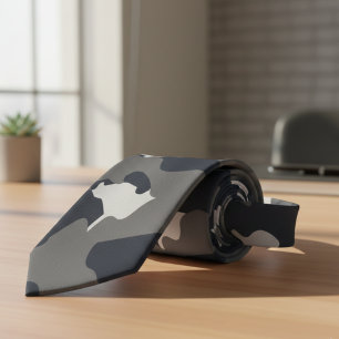 US Military Camouflage Grey Camo Seamless Pattern Tie