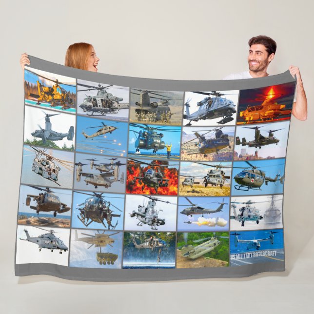US MILITARY ROTORCRAFT “MONTAGE” FLEECE BLANKET (In Situ)