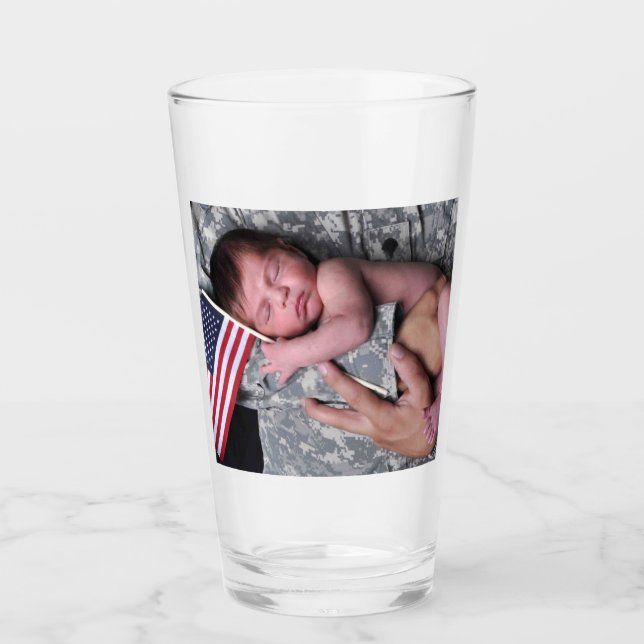 US Military Soldier Cute Baby Drinking Glass (Front)