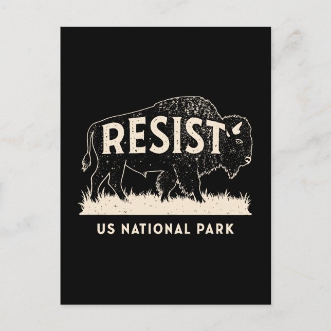 US National Park Resist Service Bison Buffalo Holiday Postcard (Front)