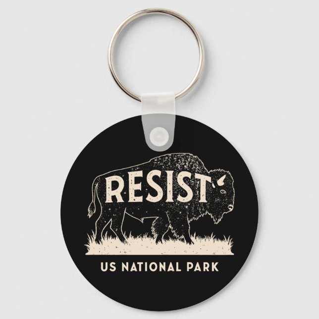 US National Park Resist Service Bison Buffalo Key Ring (Front)