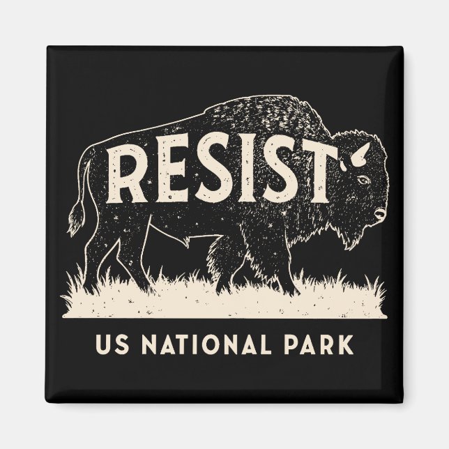 US National Park Resist Service Bison Buffalo Magnet (Front)