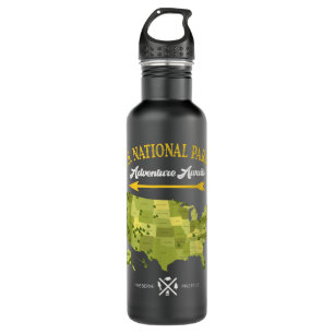 US National Parks Adventure Awaits Hiking & Campin 710 Ml Water Bottle