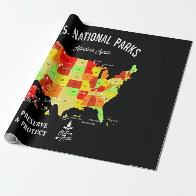 US National Parks Is Great Hiking Place Wrapping Paper (Unrolled)