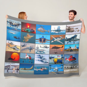 US NAVAL AIRCRAFT “MONTAGE” FLEECE BLANKET