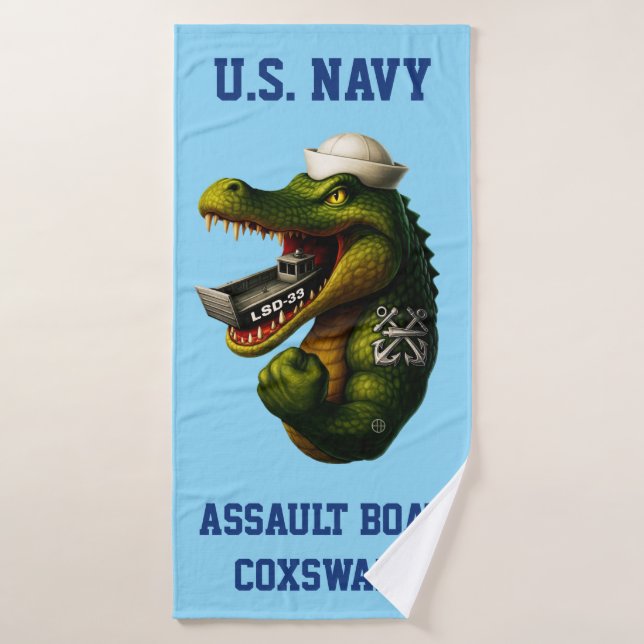 US Navy Assault Boat Coxswain Bath Towel (Bath Towel)