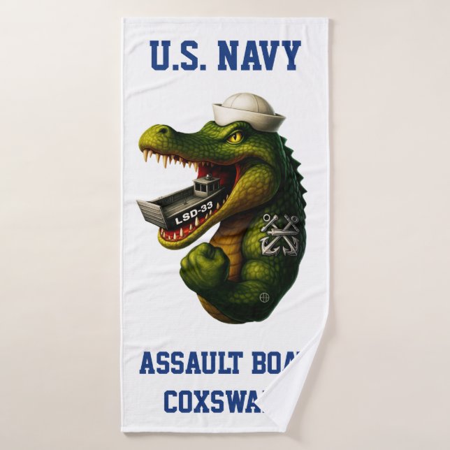 US Navy Assault Boat Coxswain Bath Towel (Bath Towel)