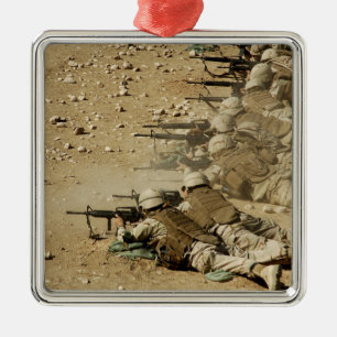 US Navy Seabees fire M-4 and M-16A2 rifles Metal Tree Decoration