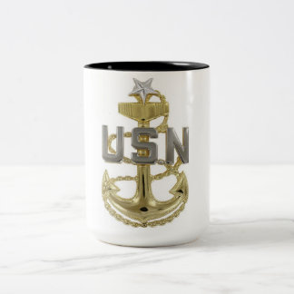 US Navy Senior Chief Petty Officer (SCPO) Anchor Two-Tone Coffee Mug