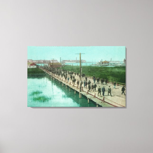 US Navy Yard Workers Off to Work Canvas Print (Front)