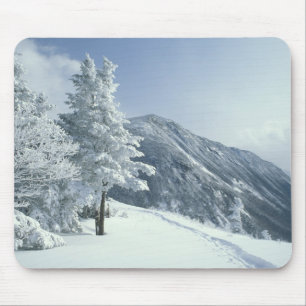 US, NH, Snow covered trees Trails Snoeshoe Mouse Pad