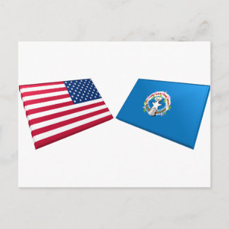 US & Northern Marianas Flags Postcard