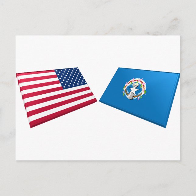 US & Northern Marianas Flags Postcard (Front)