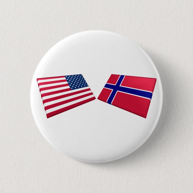 US & Norway Flags 6 Cm Round Badge (Front)