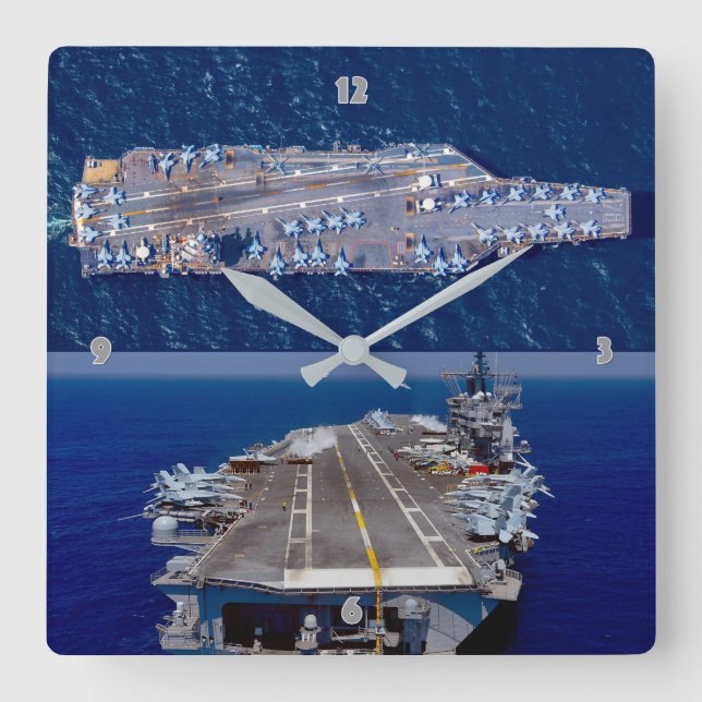 US NUCLEAR AIRCRAFT CARRIER SQUARE WALL CLOCK (Front)
