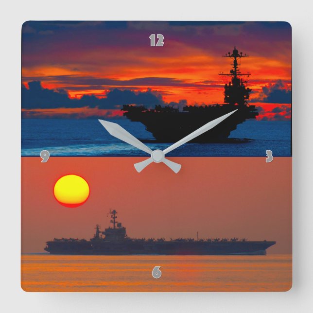 US NUCLEAR AIRCRAFT CARRIER SQUARE WALL CLOCK (Front)